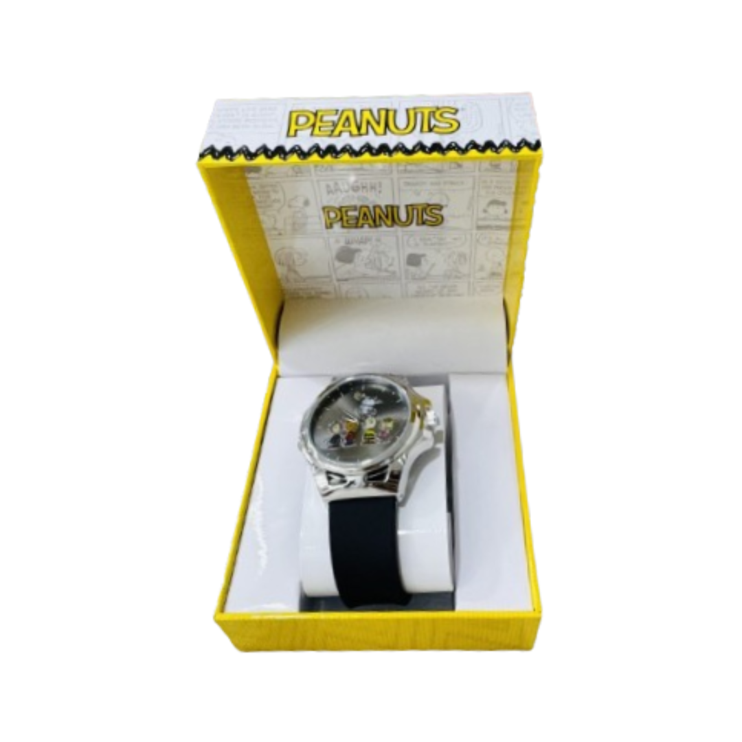 Peanuts Snoopy and Friends Silicone Strap Watch, Black Strap