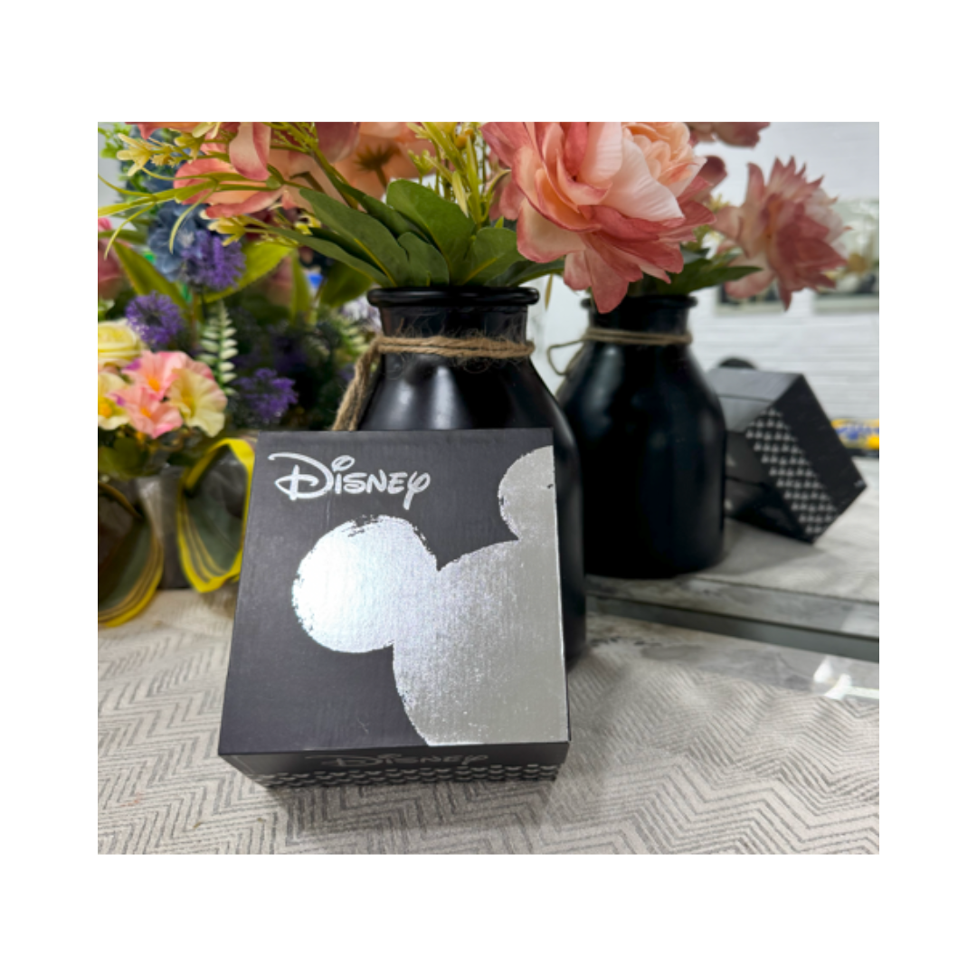 Disney Vintage Mickey Mouse Watch, Black Leather Strap