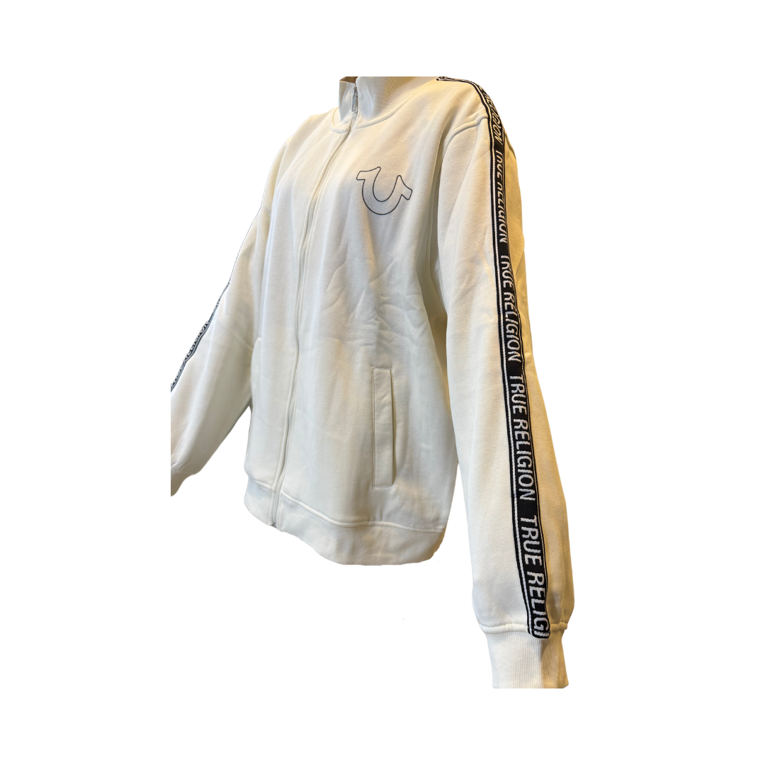 True Religion Logo Tape Trim Track Jacket Sweatshirt, Unisex