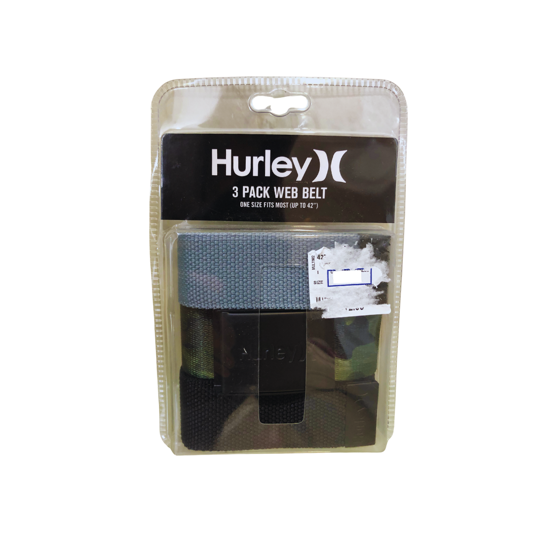 Hurley Men’s Web Belt One Size Fits up to 42” (3 Pack), 3 Color Options