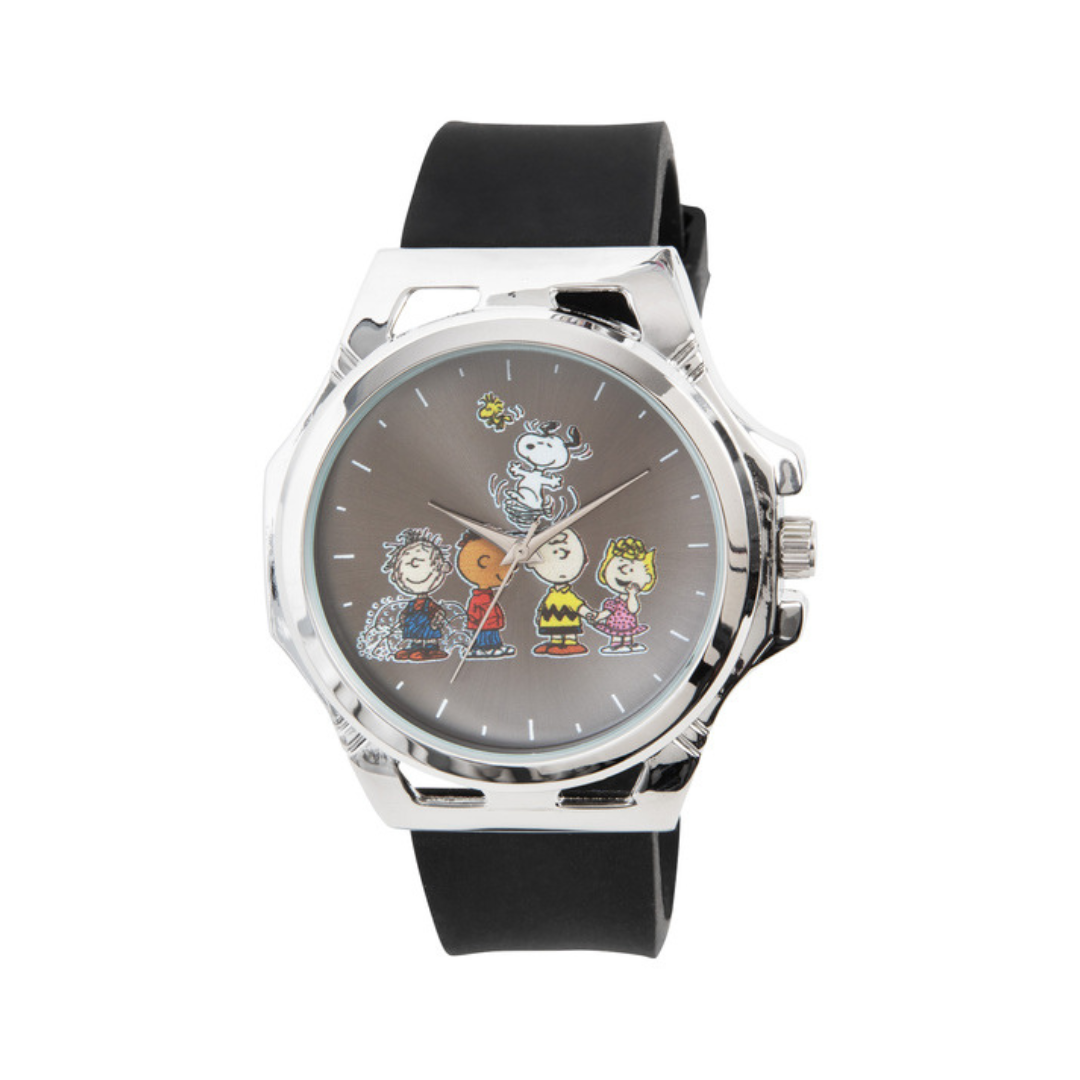 Peanuts Snoopy and Friends Silicone Strap Watch, Black Strap