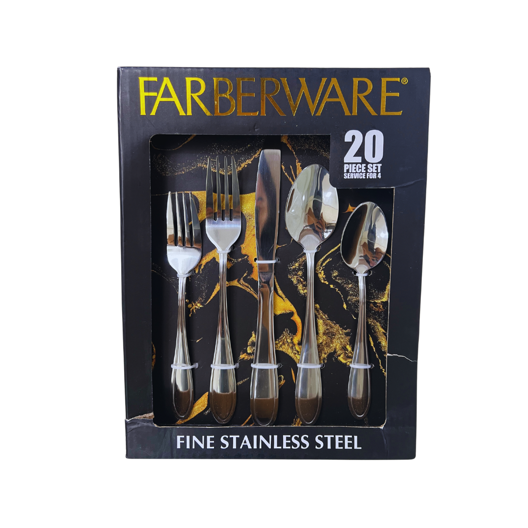 Farberware 20-Piece 18-0 Stainless Steel Flatware Set, 2 Color Options