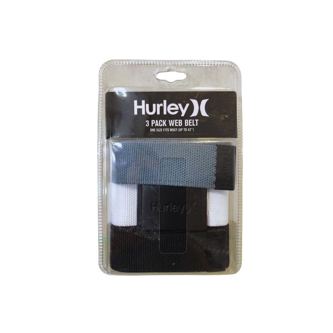 Hurley Men’s Web Belt One Size Fits up to 42” (3 Pack), 3 Color Options
