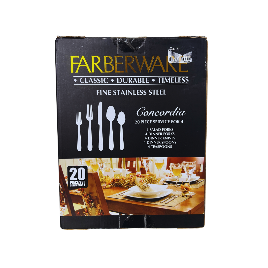 Farberware 20-Piece 18-0 Stainless Steel Flatware Set, 2 Color Options