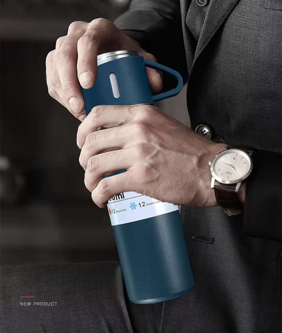 500ml Tumbler Vacuum Insulated Flask Set Stainless Steel Style with 3 pcs 240 mL coffee mugs