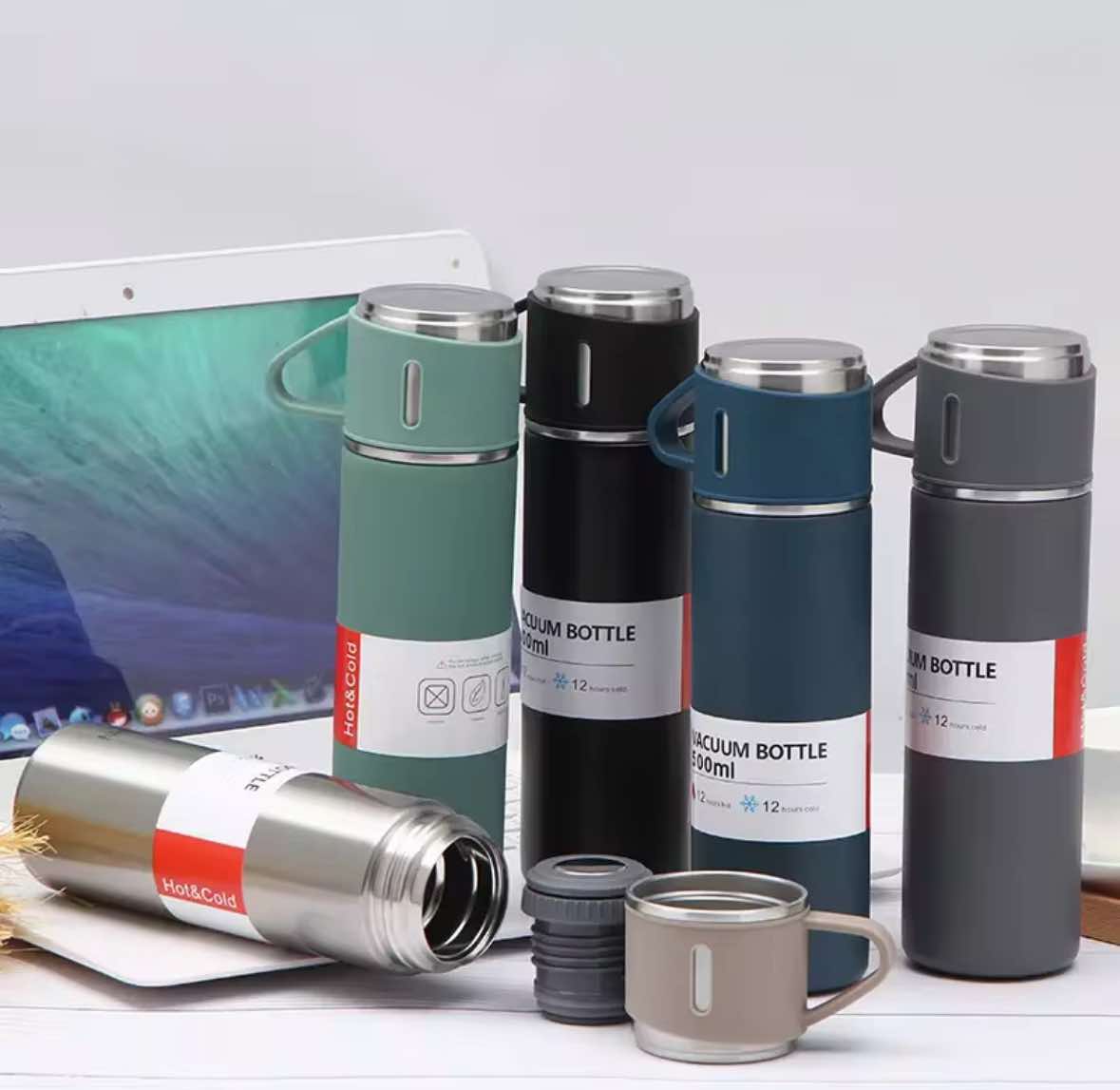 500ml Tumbler Vacuum Insulated Flask Set Stainless Steel Style with 3 pcs 240 mL coffee mugs