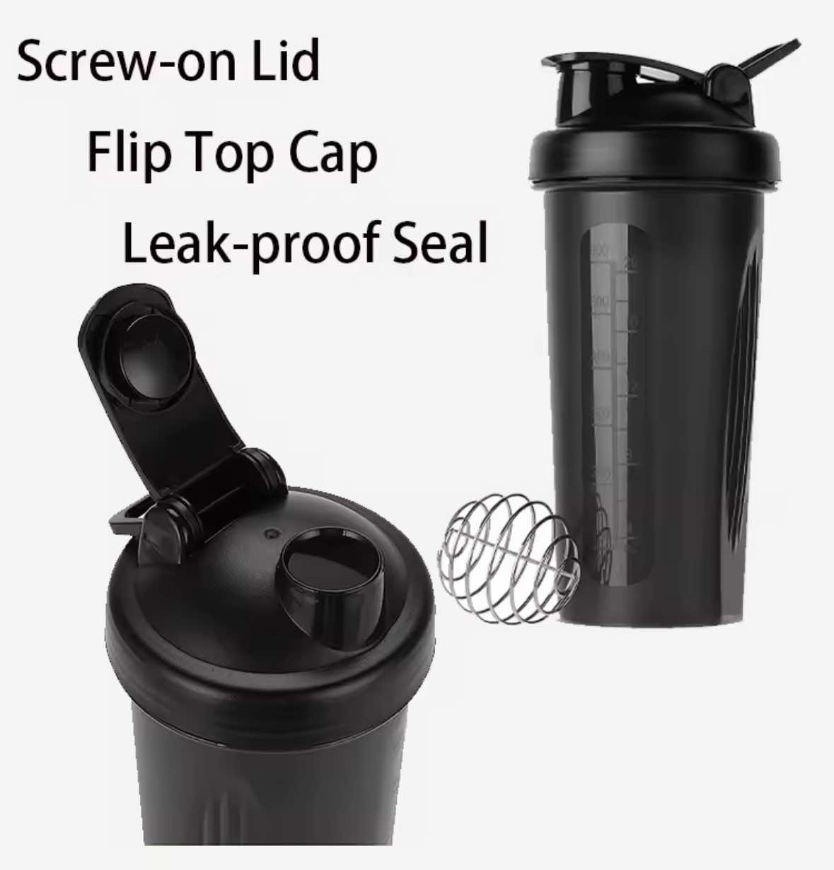 Transparent 600ml Plastic Gym Shaker Bottle