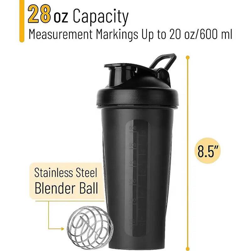 Transparent 600ml Plastic Gym Shaker Bottle