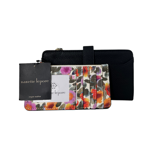 Nanette Lepore Bi Fold Wallet plus Floral Wallet, Black