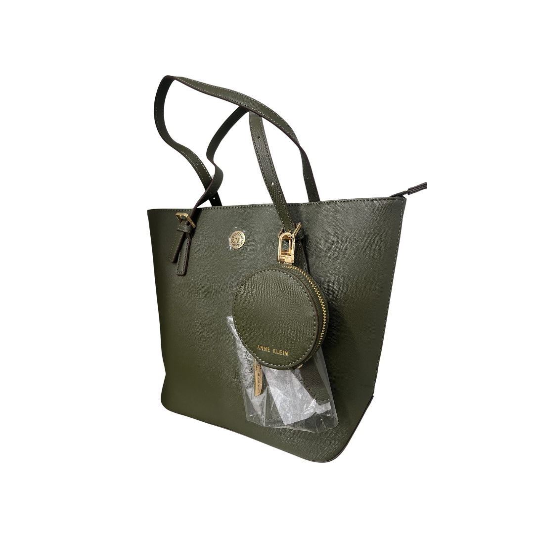 Anne Klein Tote Bag with Round Pocket, Green