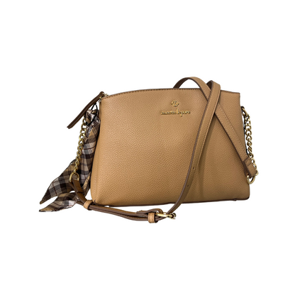 Nanette Lepore Tripe Section Crossbody Bag with Scarf, Camel