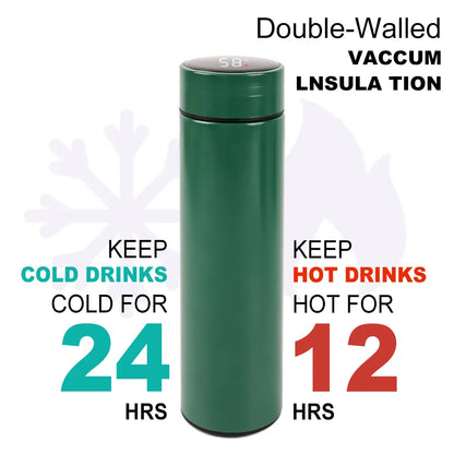 Smart Stainless Steel Insulated Water Bottle – 500ml Vacuum Flask with LED Temperature Display, 5 Color Options