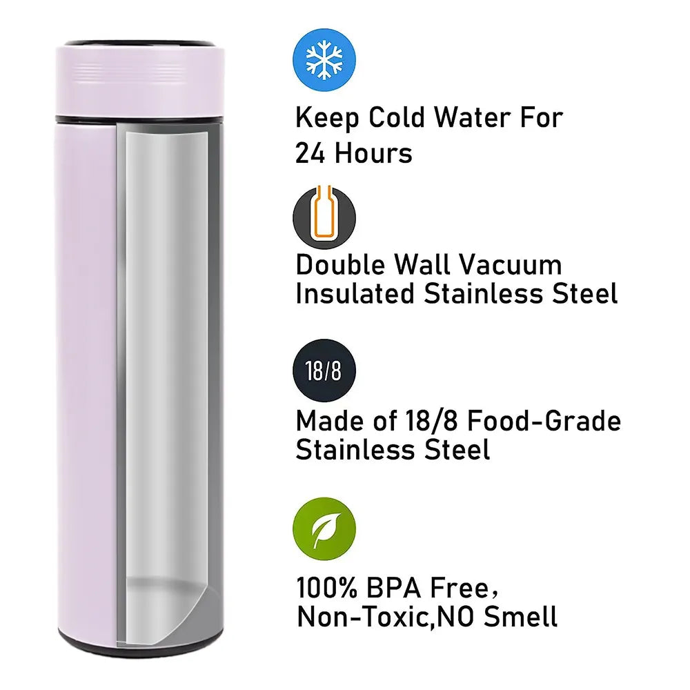 Smart Stainless Steel Insulated Water Bottle – 500ml Vacuum Flask with LED Temperature Display, 5 Color Options